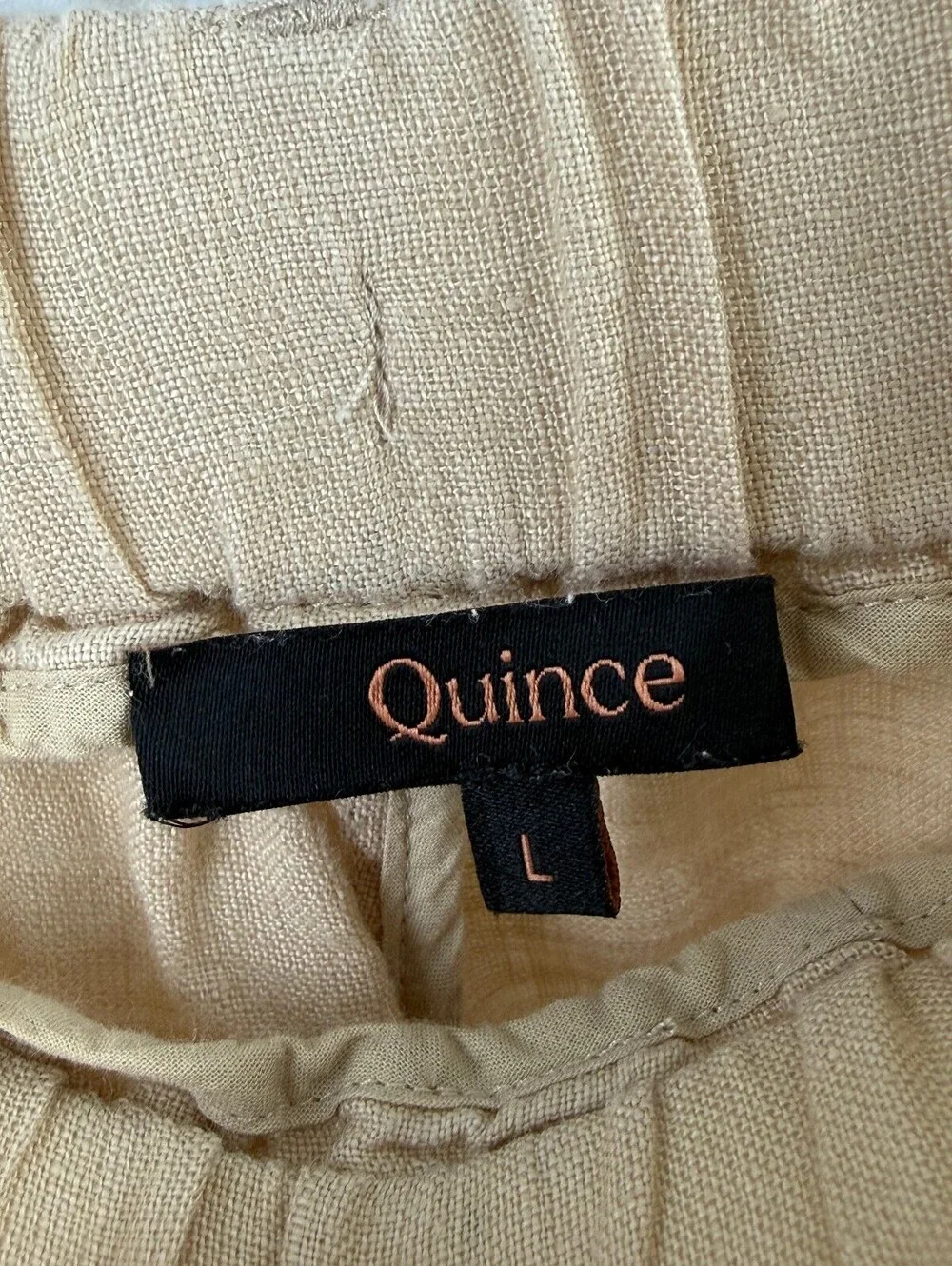 Quince Light Tan Flax 100% European Linen Pull on Pants - Size - Large
